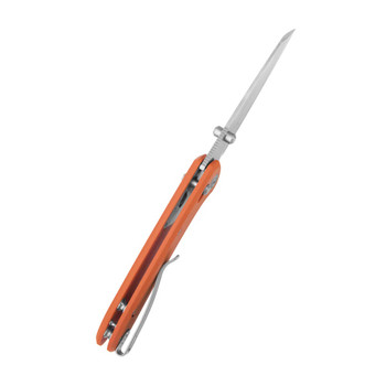 Kubey Bonza Folding Knife Orange G10 Handle 14C28N Sheepsfoot Plain Edge Satin Finish KU446B
