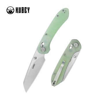 Kubey Bonza Folding Knife Jade G10 Handle 14C28N Sheepsfoot Plain Satin KU446C