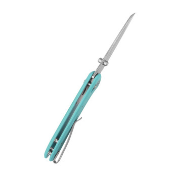 Kubey Bonza Folding Knife Bright Blue G10 Handle 14C28N Sheepsfoot Plain Edge Satin Finish KU446D