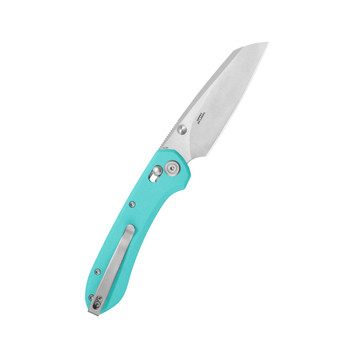 Kubey Bonza Folding Knife Bright Blue G10 Handle 14C28N Sheepsfoot Plain Edge Satin Finish KU446D
