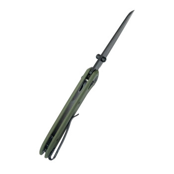 Kubey Bonza Folding Knife Green G10 Handle 14C28N Sheepsfoot Plain Edge Blackwash Finish KU446E