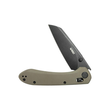 Kubey Bonza Folding Knife Tan G10 Handle 14C28N Sheepsfoot Plain Edge Blackwash Finish KU446F