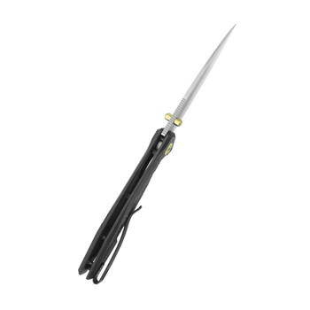 Kubey Whammy Folding Knife Blackwash Titanium Handle 14C28N Wharncliffe Plain Edge Satin Finish KU474D
