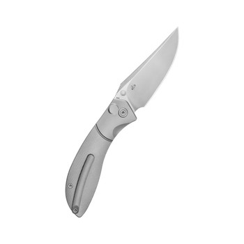 KB Stingray Folding Knife Gray Titanium Handle M390 Clip Point Plain Edge Beadblast Finish KB264A