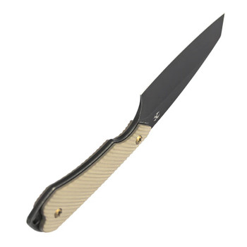 Kansept Valk Fixed Blade Knife Light Sand 10 Handle Nitro-V Reverse Tanto Plain Edge Blackwash Finish G019A2