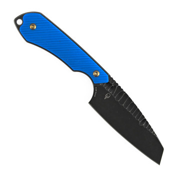 Kansept Valk Fixed Blade Knife Blue/Black G10 Handle Nitro-V Reverse Tanto Plain Edge Blackwash Rock Pattern Finish G019A4