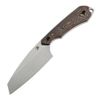 Kansept Valk Fixed Blade Knife Copper Carbon Fiber Handle Nitro-V Reverse Tanto Plain Edge Stonewash Finish G019A5