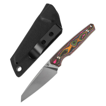 Kansept Parr Fixed Blade Knife 80S Camo Carbon Fiber Handle S35VN Drop Point Plain Edge Stonewash Finish G011A3