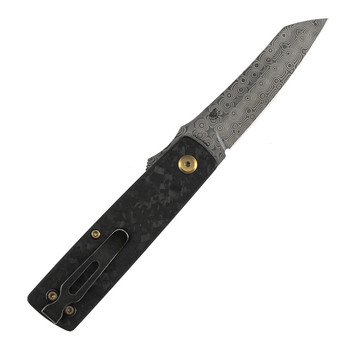 Kansept Higonokami Folding Knife Shred Carbon Fiber Handle Damascus Cleaver Plain Edge T2135A1