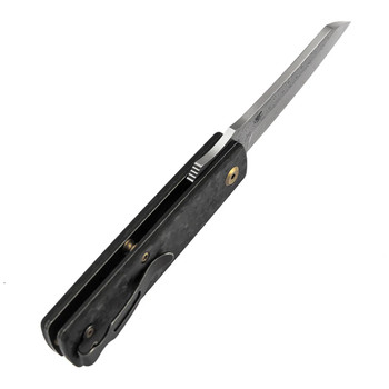 Kansept Higonokami Folding Knife Shred Carbon Fiber Handle Damascus Cleaver Plain Edge T2135A1