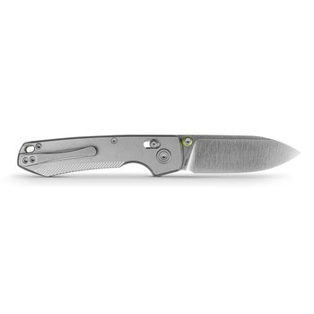 Vosteed Raccoon Folding Knife Gray Titanium Handle 154CM Drop Point Plain Edge Satin Finish A4501