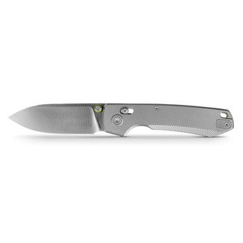 Vosteed Raccoon Folding Knife Gray Titanium Handle 154CM Drop Point Plain Edge Satin Finish A4501