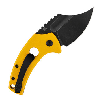 Kansept Wasp Folding Knife Yellow G10/Holes Handle 154CM Plain Edge Modified Wharncliffe Blackwash Finish T2144F4