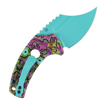 Kansept Wasp Folding Knife Jade G10 Purple Undead Print/Holes Handle 154CM Plain Edge Modified Wharncliffe Light Blue Finish T2144F5