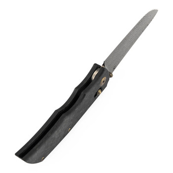 Kansept SIF Folding Knife Shred Carbon Fiber Handle Damascus Drop Point Plain Edge Blackwash Finish K1100V4