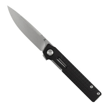 Tenable Kitpu Folding Knife Black G10 Handle Nitro-V Drop Point Plain Edge Stonewash Finish B2123A3