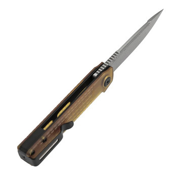 Tenable Kitpu Folding Knife PEI/Ultem Handle Damascus Drop Point Plain Edge B2123A5