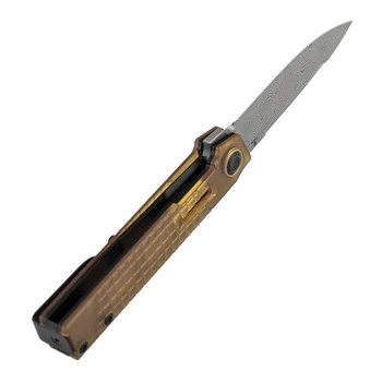 Tenable Kitpu Folding Knife PEI/Ultem Handle Damascus Drop Point Plain Edge B2123A5