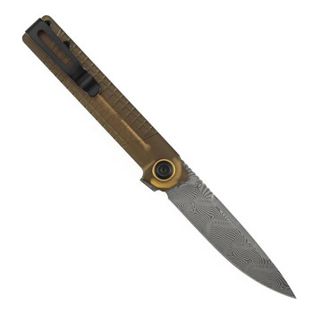 Tenable Kitpu Folding Knife PEI/Ultem Handle Damascus Drop Point Plain Edge B2123A5