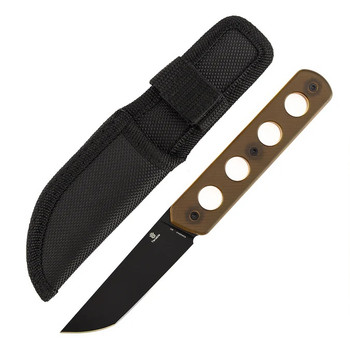 yuu Tenable Foosa Fixed Blade Knife Amber PEI Handle D2 Tanto Plain