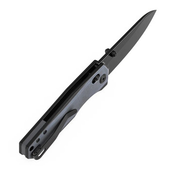 Tenable Beaver Folding Knife Gray/Black G10 Handle Nitro-V Drop Point Plain Edge Blackwash Finish T1105V7