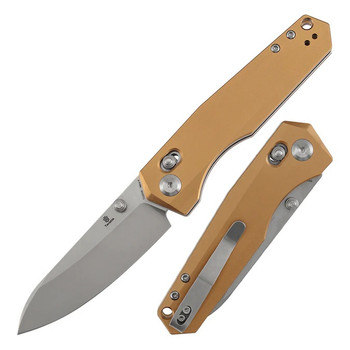 Tenable Beaver Folding Knife Bronze Aluminum Handle Nitro-V Drop Point Plain Edge Stonewash Finish T1105V8