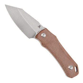 Tenable Loki Fixed Blade Knife Brown Micarta Handle 2.99" Stonewash D2 Wharncliffe Plain Edge G1058A5