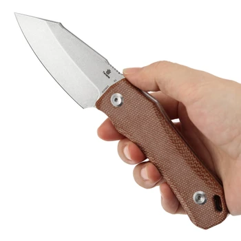 Tenable Loki Fixed Blade Knife Brown Micarta Handle 2.99" Stonewash D2 Wharncliffe Plain Edge G1058A5