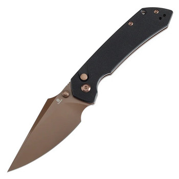 Tenable Fenrir Folding Knife Black G10 Handle 14C28N Harpoon Plain Edge Rose Gold Finish T1034F2