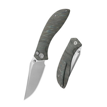 KB Stingray Folding Knife Flame Titanium Handle M390 Clip Point Plain Edge Silver Beadblast Finish KB264B
