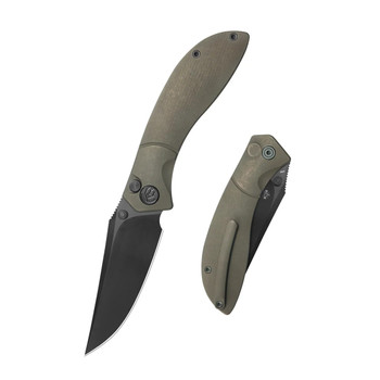 KB Stingray Folding Knife Bronze Ano Titanium Handle M390 Clip Point Plain Edge Black DLC Finish KB264C