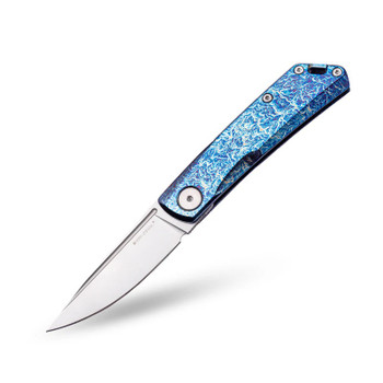 Real Steel Luna Folding Knife Blue/White Titanium Handle N690