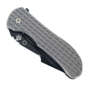 SixLeaf Folding Knife Gray Titanium Handle M390 Plain Edge Black DLC Finish SL-94-Black