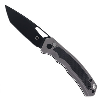 SixLeaf Folding Knife Black Aluminum/Carbon Fiber Handle 14C28N Drop Point Plain Edge Black PVD Finish SL-102-14C-CF
