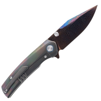 SixLeaf Folding Knife Color Zirconium Handle Dragon Damascus Plain Edge SL-104-Zirconium-Dragon
