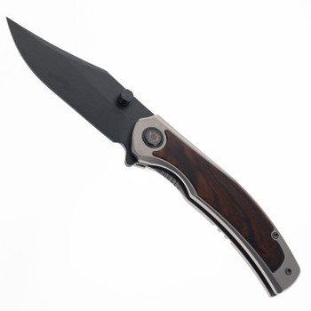 SixLeaf Folding Knife Titanium/Desert Ironwood Handle Dragon Scale Damascus Plain Edge SL-101-DLC