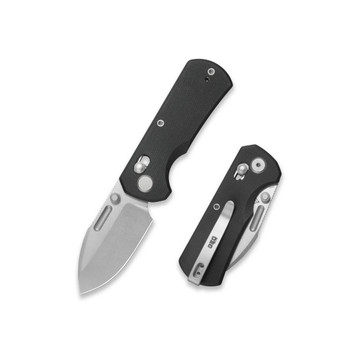 GEO Belluf Folding Knife Black G10 Handle M390 Drop Point Plain Edge Stonewash Finish GEO2508A