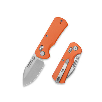 GEO Belluf Folding Knife Orange G10 Handle M390 Drop Point Plain Edge Stonewash Finish GEO2508D