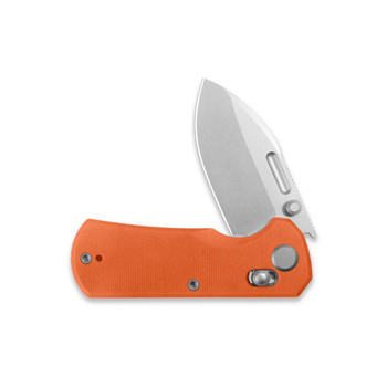 GEO Belluf Folding Knife Orange G10 Handle M390 Drop Point Plain Edge Stonewash Finish GEO2508D