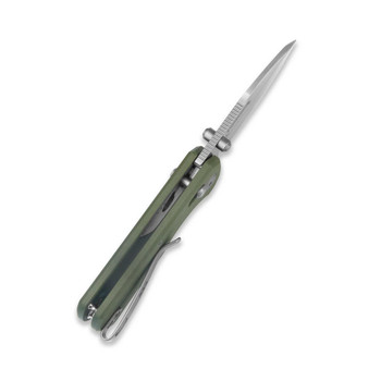 GEO Belluf Folding Knife Green G10 Handle M390 Drop Point Plain Edge Stonewash Finish GEO2508E
