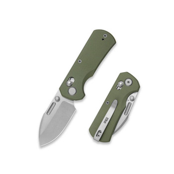 GEO Belluf Folding Knife Green G10 Handle M390 Drop Point Plain Edge Stonewash Finish GEO2508E