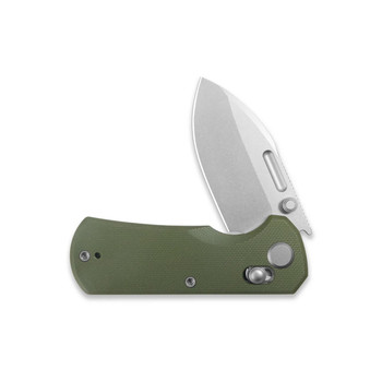 GEO Belluf Folding Knife Green G10 Handle M390 Drop Point Plain Edge Stonewash Finish GEO2508E