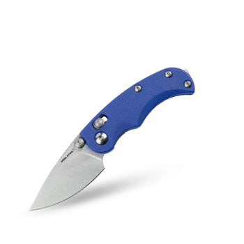 Real Steel Esca Folding Knife Blue Handle 12C27 Plain Edge Satin Finish 7181SD