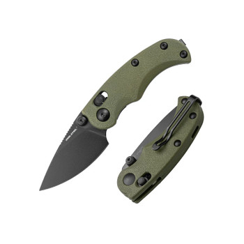 Real Steel Esca Folding Knife Green Handle 12C27 Plain Edge Black Finish 7181BG