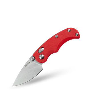 Real Steel Esca Folding Knife Red Handle 12C27 Plain Edge Satin Finish 7181SR
