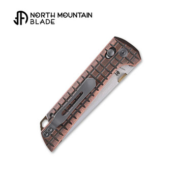 North Mountain Blade Chop Folding Knife Copper Grid Handle 5-Layer Copper-Clad Steel Plain Edge 2418-CU-G-5