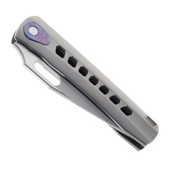 TwoSun Folding Knife Titanium/Timascus Inlay Handle M398 Plain Edge TS451-M398-TIMASCUS