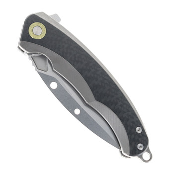 TwoSun Folding Knife Black Titanium/Carbon Fiber Handle 14C28N Plain Edge Stonewash Finish TS528-14C28N-CF