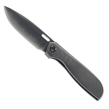 Poikilo Blade Gecko Folding Knife Dark SW Titanium Handle M398 Drop Point Plain Edge Two Tone Finish Gecko BS2