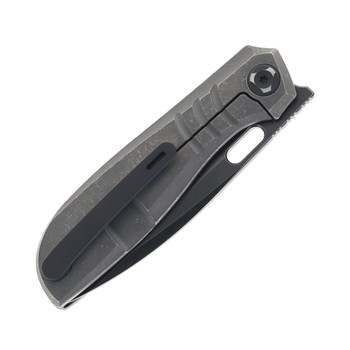 Poikilo Blade Gecko Folding Knife Dark SW Titanium Handle M398 Drop Point Plain Edge Two Tone Finish Gecko BS2